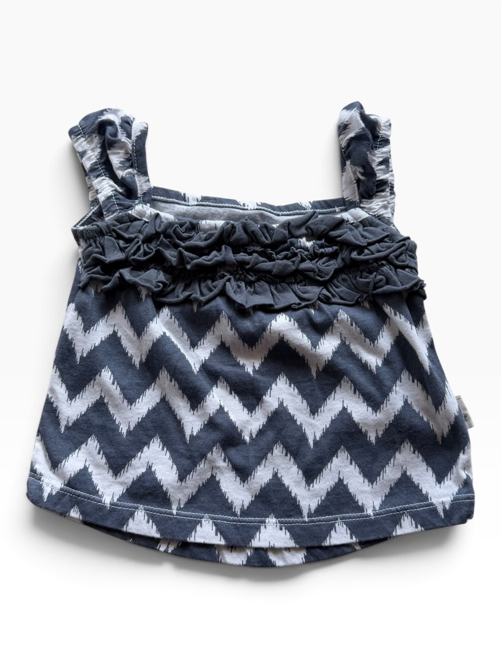 Burt's Bees Baby Navy and White Chevron Ruffle Tank